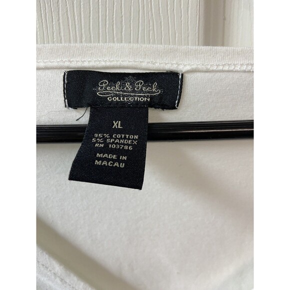 Peck and Peck Top Womens XL White Key Hole White Tied Nautical Beach Coastal - Picture 3 of 6